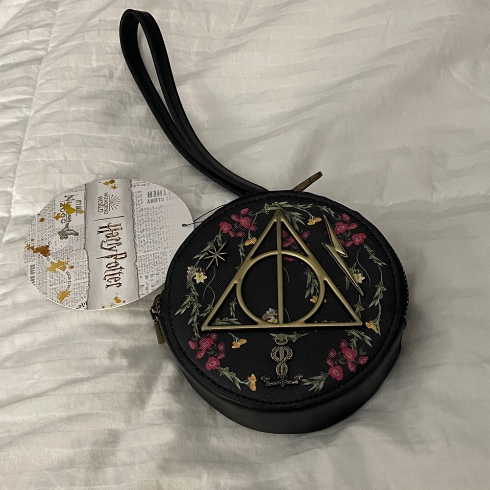 Harry Potter Black Floral Embroidered Wristlet